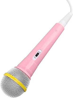 Tbest Kids Wired Microphone Children 3.5mm Toy Low Distortion Portable Music for Karaoke Family Party Plastic (Pink)