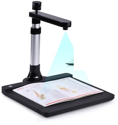 MKHFP Kamerascanner Dual Lens 10 Megapixel HD A3 Dokumentenscanner, OCR Buchscanner Bürobuchbilddokumentenkamera A4 A5 Scanner Visuelles Lehrmittel