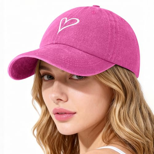 Lonya Cappello Baseball Donna con Visiera Tennis da Golf Visor Sportive Unisex Cappellino Casuale Baseball cap Regolabile Berretto Uomo Estivo A-Cuore,Rosso Rosa
