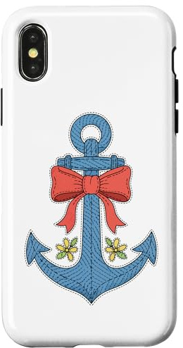 Cute Nautical Bow Anchor with Stitch Details Case for iPhone X/XS