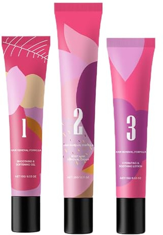 Crema Depilatoria per Donne 3 Pezzi Ad Effetto Durevole Delicato Lenitivo | Crema Depilatoria per Pelli Sensibili per Uomo Donna Casa Viaggio