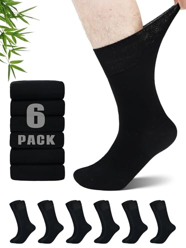 ZFSOCK Chaussettes Diabétiques Homme et Femme: Chaussette en Bambou sans Elastique ＆ sans Couture Non Comprimantes et Amples avec Bord Confortable Pieds Gonflés Gros Mollet