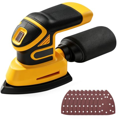 Deltaslipmaskin sladdlös slipmaskin för Dewalt 20 V, borstlös multislipmaskin med sugning, 3 extra tillbehör och 12 slipblad, för slipning polering för trä (utan batteri)