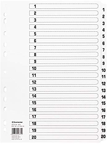 Soennecken Register Mylar 1607 1-20 weiß
