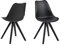AC Design Furniture Nadia Esszimmerstühle 2er Set, Schwarzes Küchenstühle, Kunstledersitz und Holzbeine, Schwarz/Schwarz, Esszimmermöbel im Skandinavischer Stil, B: 48,5 x H: 85 x T: 55 cm
