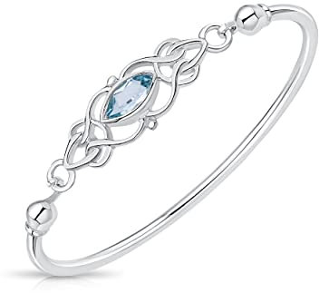 DTPsilver -Damen Armreif/Armbänder 925 Sterling Silber - Keltische Dreifaltigkeitsknoten - keltischen Kollektion - Blautopas