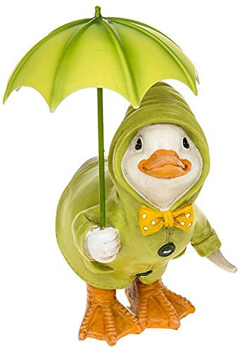 Shudehill Giftware Puddle Duck Squatting with Green Umbrella Ornament