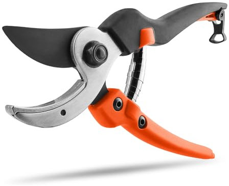 STOCKER - Amboss Gartenschere 20 cm mit Rundschliff-Klinge, Teflonbeschichtung, Ø 20 mm, Ergonomische Handgriffe, Leichte Handhabung mit 180g, Optimaler Schnitt für Blumen, Rosen und Stauden