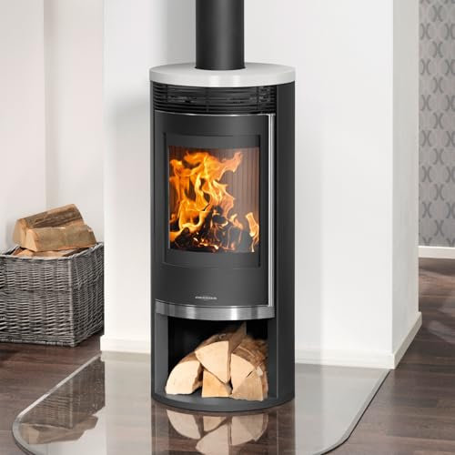 Oranier 5793 87 Rota 2.0 Kaminofen Stahl Schwarz mit Abdeckplatte Keramik Seidenweiß/A+