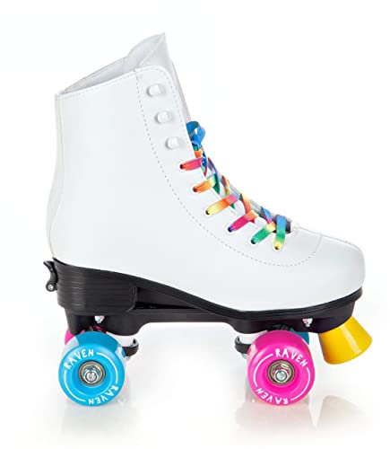 RAVEN Rollschuhe Roller Skates für Kinder Erwachsene Mädchen Damen verstellbar (Iris White, 35-38 (22,5-24cm))