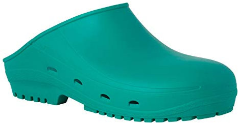 REPOSA Easy Sabots infermière, Chaussures hygiéniques Type de Sabot, polymère Naturel Antistatique, sans Latex, Confortable, léger, Trous latéraux, Semelle SRC Anatomique (40, Vert)