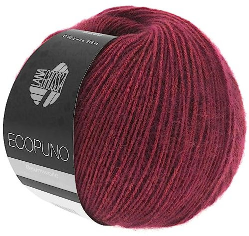 LANA GROSSA Ecopuno | Edle Netzgarnstruktur aus Baumwolle gefüllt mit Merino/Alpaka | Handstrickgarn aus 17% Schurwolle & 11% Alpaka Wolle | 50g Wolle zum Stricken & Häkeln | 215m Garn FB 35