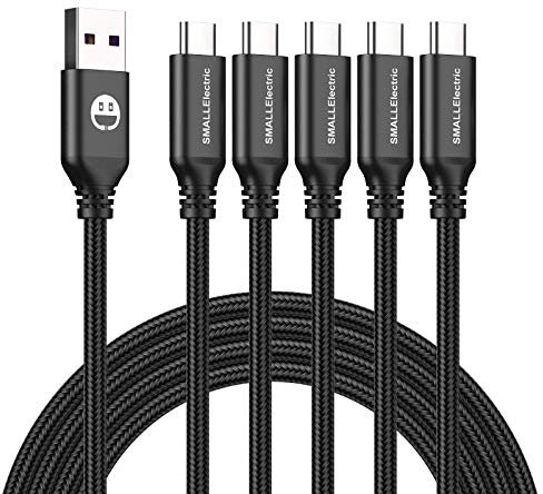 5Pack 10ft USB C Cable, Extra Long USB A to USB-C 10foot Type C Fast Charging Cable Compatible Galaxy S10 20 9 8 Plus a10e,Braided Rapid Charger Cord for Note 10 9 8,LG V50 V40 G8 G7(Black)