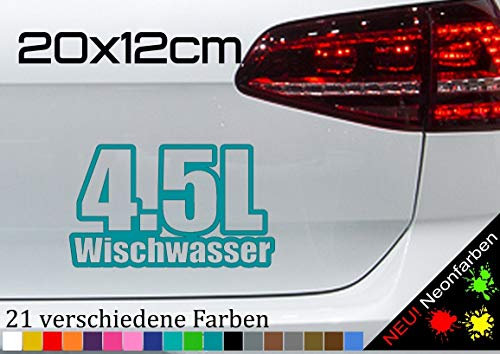 4,5L Wischwasser Aufkleber Scheibe Fun Sicker Spruch Hubraum Ersatz JDM 20x12cm in 21 Farben