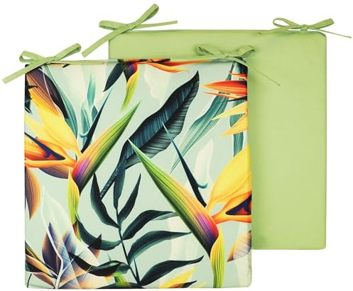 JACK Motiv Outdoor Wende Stuhlkissen 40x40cm Lounge Kissen Wasserfest Sitzkissen Garten Lotus Effekt, Farbe:Strelitzia