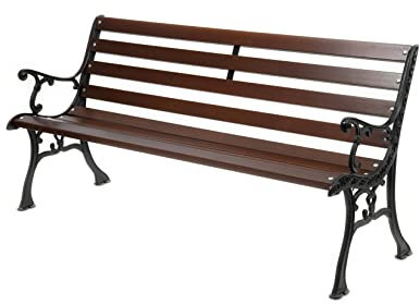 Banc de jardin en fonte 0111 - En bois d'épicéa - Pour terrasses - Banc de balcon - 155 x 78 x 39 cm - Palissandre