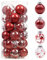 24 Stück Weihnachtsbaumkugeln,Christbaumkugeln rot,Weihnachtskugeln Baumschmuck,Klare Weihnachtskugeln aus Kunststoff Für Urlaub Hochzeit Weihnachtsdekoration Baumschmuck (2.36/60mm)