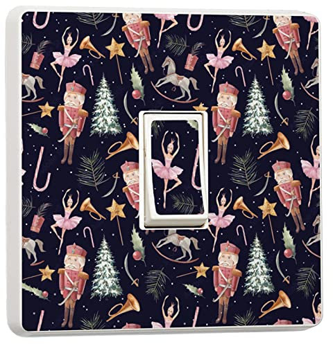 stika.co Pack of 2 Nutcracker, Christmas Print Light Switch Sticker Vinyl Cover Skin