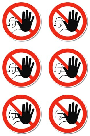 Prohibido el acceso a personas no autorizadas: D-P006 – DIN EN ISO 7010 / ASR A1.3 – Pegatinas de 5 cm de diámetro, 6 unidades.