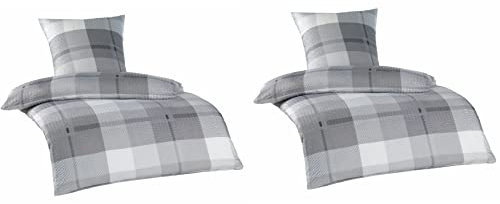 MB Warenhandel24 Bettwäsche Seersucker Microfaser 4 teilig Doppelpack Spar Set mit Reißverschluss 2X 135x200 cm + 2X 80x80 cm (KASPAR)