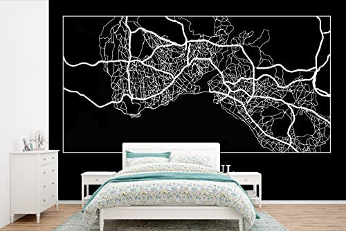 Selbstklebend Tapete Wandpapier Wandaufkleber Fototapete Tapeten Wanddeko 450x300 cm Stadtplan - Istanbul - Karte