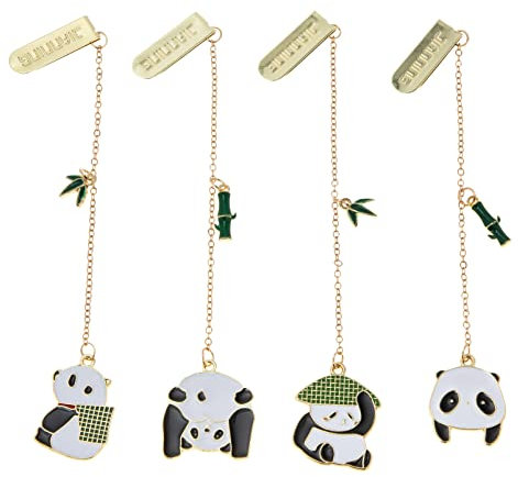 Operitacx 4PCS Panda Paperclip Lesezeichen Clip- auf Lesezeichen Kette Lesezeichen Cartoon Lesezeichen Metall Lesezeichen Schüler Geschenkplaner Clips für Büroversorgungen Kollegen Teachers