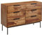 Massivholz Schubladenkommode FineBuy 120cm Sheesham Natur Kommode mit 6 Schubladen Sideboard Metall schwarz