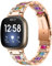 Gimuk Kompatibel mit Fitbit Versa 3/Sense Armband für Damen und Herren, Metall Edelstahl Bling Ersatzarmband Armband Zubehör Band Armband für Fitbit Versa 3/Sense Smartwatch (Roségold/Regenbogen)