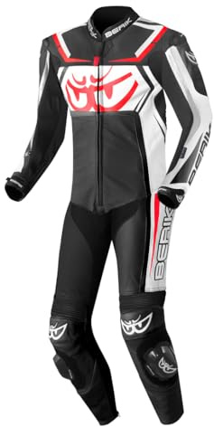 Berik Race-Tech 1-Teiler Motorrad Lederkombi, schwarz/weiß, 56