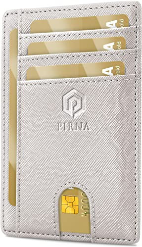 Porte Carte Bancaire Fin et Petit, Portefeuille pour Hommes et Femmes avec Pochette d'argent & Boîte-Cadeau, Porte-Cartes de Crédit RFID, Porte Carte Bancaire Anti Piratage pour Femme - Blanc