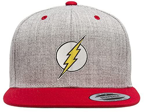 The Flash Offizielles Lizenzprodukt Premium Snapback Cap (Heather Gray-Rot), Einheitsgröße