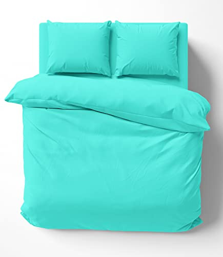 one-home Uni Bettwäsche 240x220 cm türkis Petrol Doppelbett Einfarbig Renforce Baumwolle