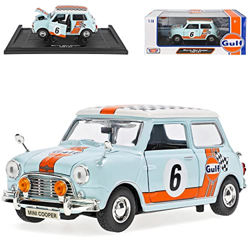 Motormax Mini Cooper Morris altes Ur Modell Gulf Blau 1959-2000 1/18 Modell Auto