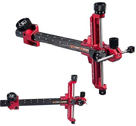 SHARROW Bogenschießen Visiere Recurve Bogenvisier 9 Zoll Bogen Visier Carbon Stange Aluminium Einstellbar Zielvisier für Recurve Bögen Wettbewerb RH/LH (Rot, Rechte Hand)