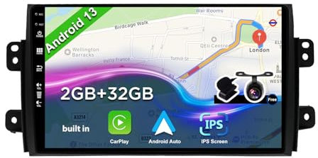 JOYX Android 13 IPS Autoradio Passt für Suzuki SX4 (2006-2013) - Eingebautes CarPlay Android Auto - KOSTENLOS Rückfahrkamera - [2G+32G] - 9 Zoll 2 Din - DSP DAB Lenkradsteuerung WiFi Fast-Boot 4G BT