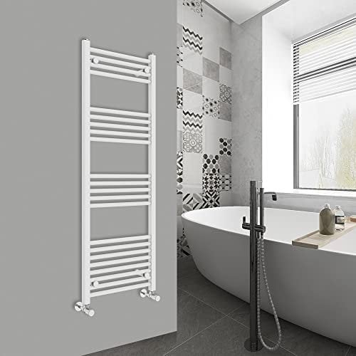 WarmeHaus Modern Bathroom Heated Towel Rail Ladder Radiator 1400x500mm Straight for Bathroom Kitchen White