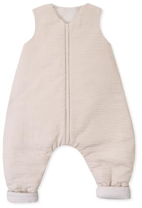 Julius Zöllner Schlafoverall Jumper gefüttert Musselin 2,5 TOG Gr. 92 | 100% Baumwollmusselin | Oeko-TEX Standard 100 | Sand