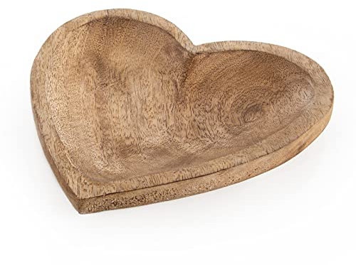 Logbuch-Verlag Herz Schale aus Holz 20 cm braune Holzschale Dekoschale Geschenk Hochzeit Geburtstag 15 cm