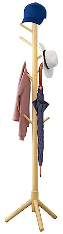 Kirdume Portemanteau sur Pied | Portemanteau sur Pied en Bois | avec 8 Crochets vêtements Arbre Support Debout Manteau Arbre Sol Debout Porte-Manteau pour Sac