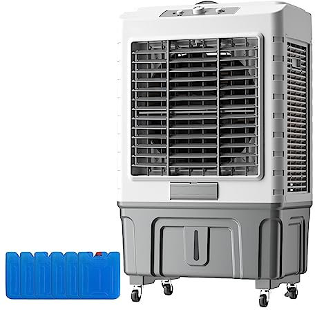 Yqyc Enfriador de Ventilador Industrial - Enfriador de Aire Evaporativo Portátil, Ventilador de Aire Acondicionado Grande, Ventilador de Enfriamiento de Agua y Ruedas Giratorias con Frenos