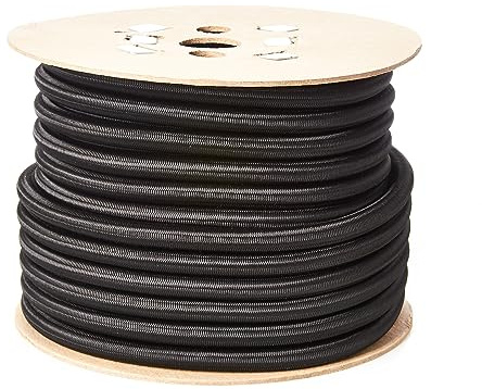 12mm Round Bungee Elastic Shock Cord in Black or White Heavy Duty DIY Tarps and Tie Down Premium Quality Made in UK (Black, 5 Metres Cut Length)