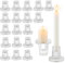 Glasseam Stabkerzenhalter Glas 20er Set, Klein Kerzenhalter für Stabkerzen, Gerippt Mini Kerzenständer Weihnachten für Outdoor Garten, Klar Kerzenhalter Stabkerze für Hochzeit Halloween Tischdeko