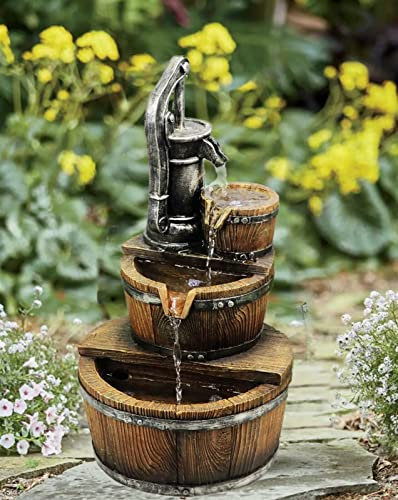 LQSSA Fontana da Giardino per Interni ed Esterni Fontana per Esterni Pompa in poliresina per Interni ed Esterni Fontana con luci a LED Statua da Giardino per terrazza, Patio, Portico, Arredamento da