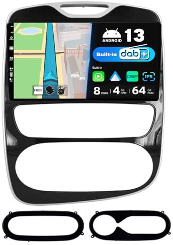 BXLIYER - [Eingebaut DAB] - Android 14 IPS Autoradio für Renault CLIO (2013-2019) - Kabellos Carplay/Android Auto - 4G+64G - LED Kamera + MIC - 10.1 Zoll 2 Din - Lenkradsteuerung Fast-boot 360-CAM AHD