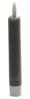 B & S LED Echtwachs Stabkerze kurz 16 cm mit Flackereffekt und Timer grau