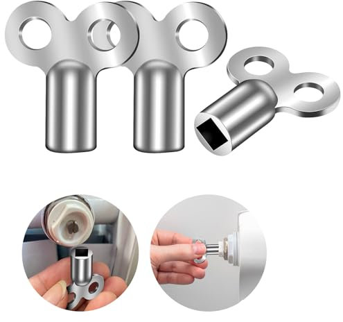 flintronic Kit uego de llaves de purgado de radiadores, 3 Piezas Llave cuadrada para radiado, robusto y estable, reduce el ruido, llave para purgar radiadores
