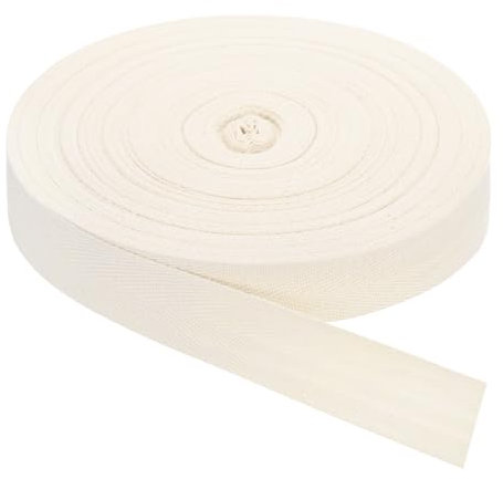 QUARKZMAN Schrägband, 1 Stück 45 Yard x 30mm - Baumwollstoffband, Rolle Schrägband für Kleidung, Accessoires, Taschen (Beige Weiß)