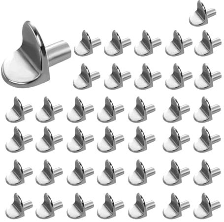Highdecora 100 Pcs Shelf Support Pegs, 5mm L Shaped Metal Bracket Pegs, Cupboard Shelf Pegs Shelf Support, Thickened Alloy Rack Bracket Nails for Kitchen, Bookcases Closets Wardrobes Cabinets