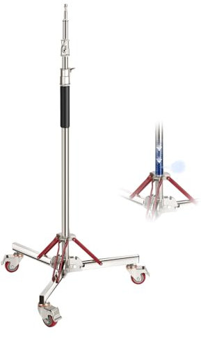NEEWER SC305AW strapazierfähiger, luftgepolsterter Lichtständer mit Rollen, Verstellbarer Stativständer, Edelstahl, Fotografie Räderständer für Studioblitz Softbox, Monolight Reflektor, 3m
