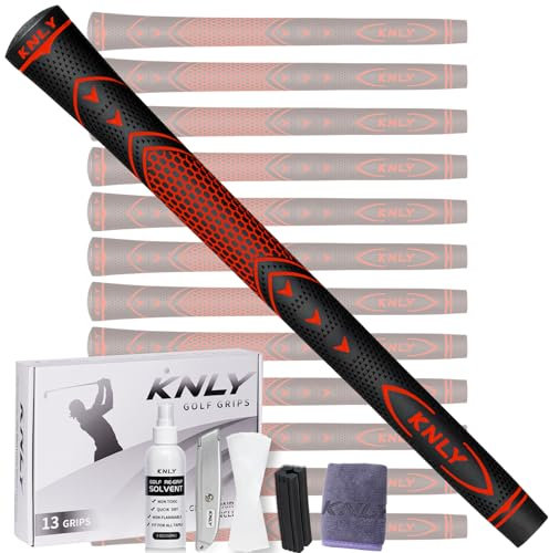KNLY Golfgriffe, 13 Stück, hohe Traktion und hohe Rückmeldung, Gummi-Golfschlägergriffe mit Anti-Rutsch und Allwetter-Leistung, 13 Griffe mit 15 Bändern und 13 Griffen, mit allen Reparatur-Sets zur